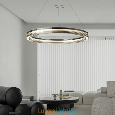 Designer Touch Decorative Pendant Light 60 80CM Circle Glass Ceiling Lamps Trichromatic Dimming