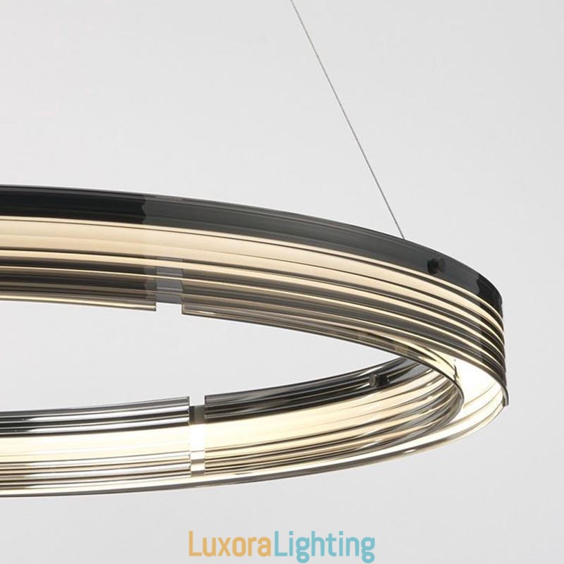 Designer Touch Decorative Pendant Light 60 80CM Circle Glass Ceiling Lamps Trichromatic Dimming
