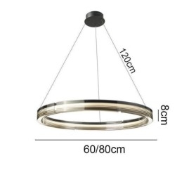Designer Touch Decorative Pendant Light 60 80CM Circle Glass Ceiling Lamps Trichromatic Dimming