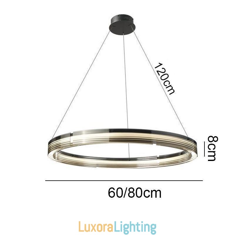Designer Touch Decorative Pendant Light 60 80CM Circle Glass Ceiling Lamps Trichromatic Dimming