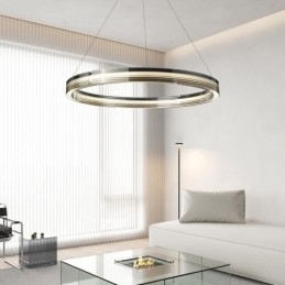 Designer Touch Decorative Pendant Light 60 80CM Circle Glass Ceiling Lamps Trichromatic Dimming