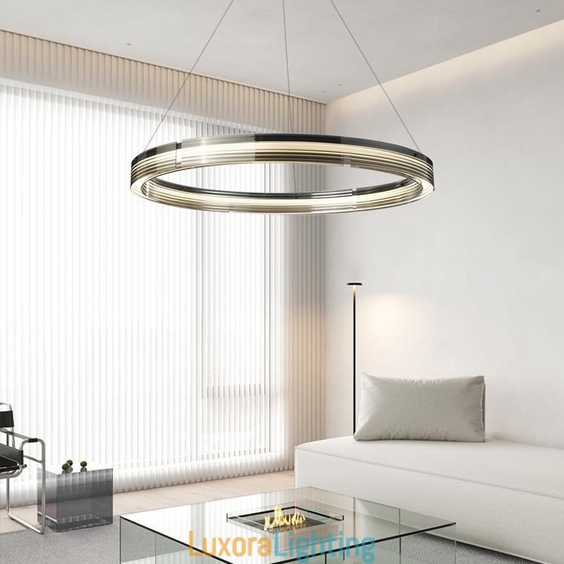 Designer Touch Decorative Pendant Light 60 80CM Circle Glass Ceiling Lamps Trichromatic Dimming