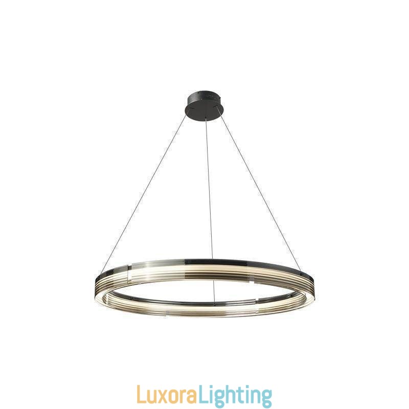 Designer Touch Decorative Pendant Light 60 80CM Circle Glass Ceiling Lamps Trichromatic Dimming