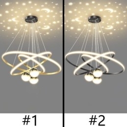 Designer Touch Decorative Simple Pendant Light Wrought Iron Silicone Three Circle Ring Ceiling Light