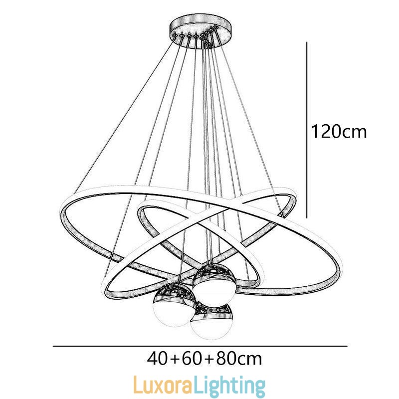 Designer Touch Decorative Simple Pendant Light Wrought Iron Silicone Three Circle Ring Ceiling Light