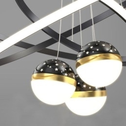 Designer Touch Decorative Simple Pendant Light Wrought Iron Silicone Three Circle Ring Ceiling Light