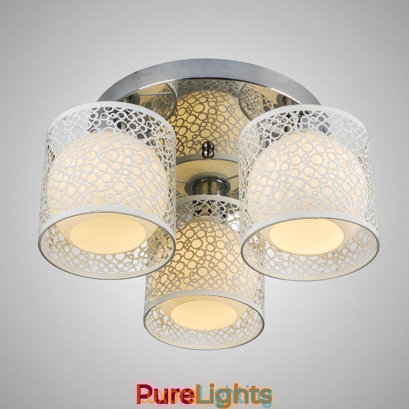 Designer Touch Decorative Three Light Ceiling Glass Dome Light Flush Mount