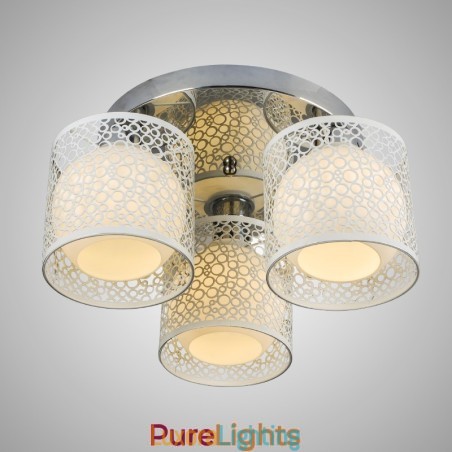 Designer Touch Decorative Three Light Ceiling Glass Dome Light Flush Mount