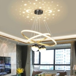 Designer Touch Decorative Modern Pendant Light Wrought Iron Silicone Double Circle Ring Ceiling Light