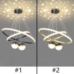 Designer Touch Decorative Modern Pendant Light Wrought Iron Silicone Double Circle Ring Ceiling Light