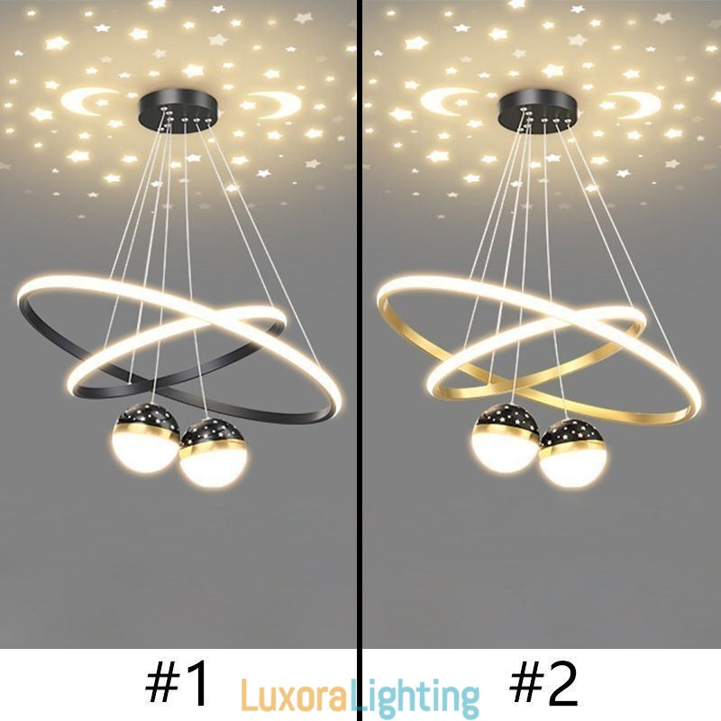 Designer Touch Decorative Modern Pendant Light Wrought Iron Silicone Double Circle Ring Ceiling Light