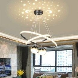 Designer Touch Decorative Modern Pendant Light Wrought Iron Silicone Double Circle Ring Ceiling Light