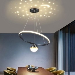Designer Touch Decorative Pendant Light Modern Simple Wrought Iron Silicone Single Ring Ceiling Light
