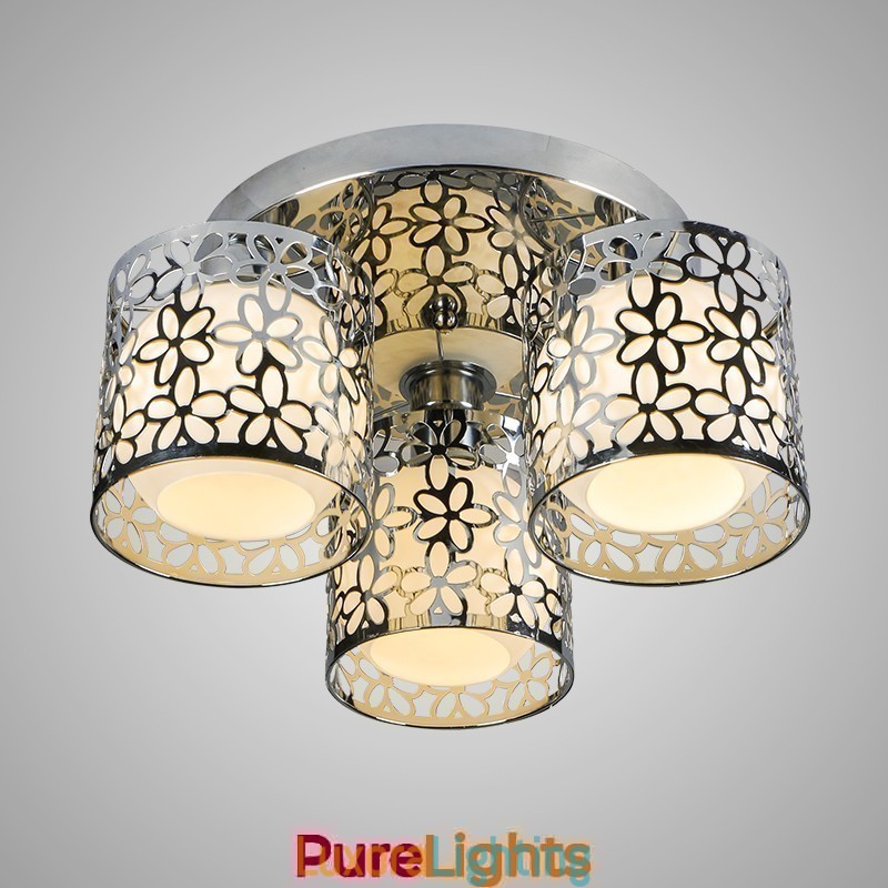 Designer Touch Decorative Three Light Ceiling Glass Dome Light Flush Mount