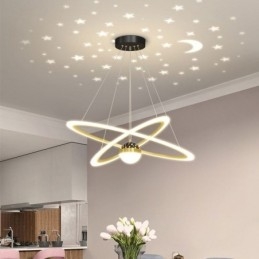 Designer Touch Decorative Pendant Light Wrought Iron Acrylic Starry Sky Ring Ceiling Light