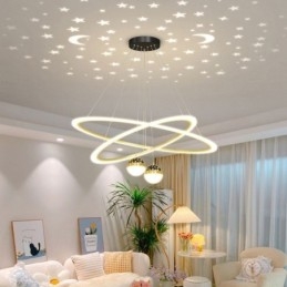 Designer Touch Decorative Pendant Light Wrought Iron Acrylic Starry Sky Ring Ceiling Light