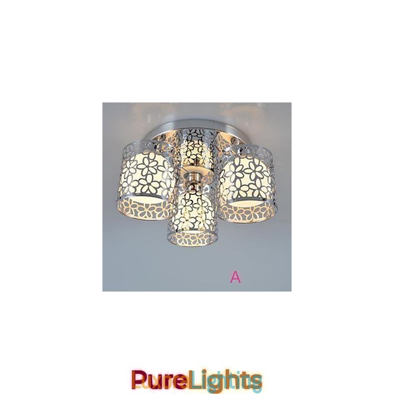 Designer Touch Decorative Three Light Ceiling Glass Dome Light Flush Mount