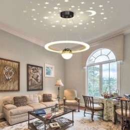 Designer Touch Decorative Pendant Light Minimalist Wrought Iron Acrylic Star Ring Ceiling Light