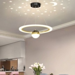 Designer Touch Decorative Pendant Light Minimalist Wrought Iron Acrylic Star Ring Ceiling Light