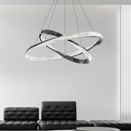 Designer Touch Decorative Pendant Light Wrought Iron Acrylic Ring Double Circle Ceiling Light