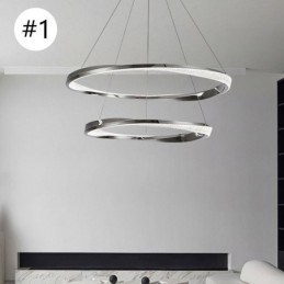 Designer Touch Decorative Pendant Light Wrought Iron Acrylic Ring Double Circle Ceiling Light