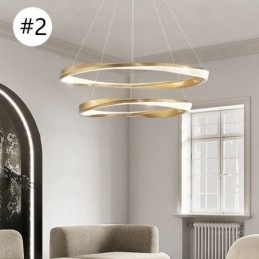 Designer Touch Decorative Pendant Light Wrought Iron Acrylic Ring Double Circle Ceiling Light
