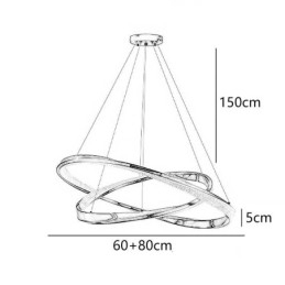 Designer Touch Decorative Pendant Light Wrought Iron Acrylic Ring Double Circle Ceiling Light