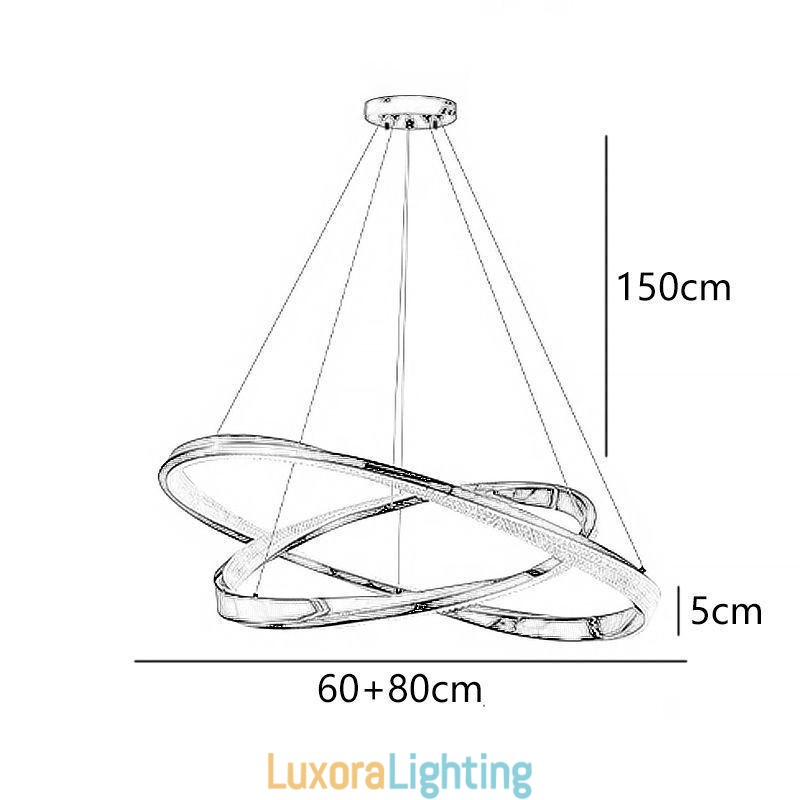 Designer Touch Decorative Pendant Light Wrought Iron Acrylic Ring Double Circle Ceiling Light