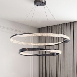 Designer Touch Decorative Pendant Light Wrought Iron Acrylic Ring Double Circle Ceiling Light