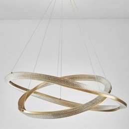 Designer Touch Decorative Pendant Light Wrought Iron Acrylic Ring Double Circle Ceiling Light