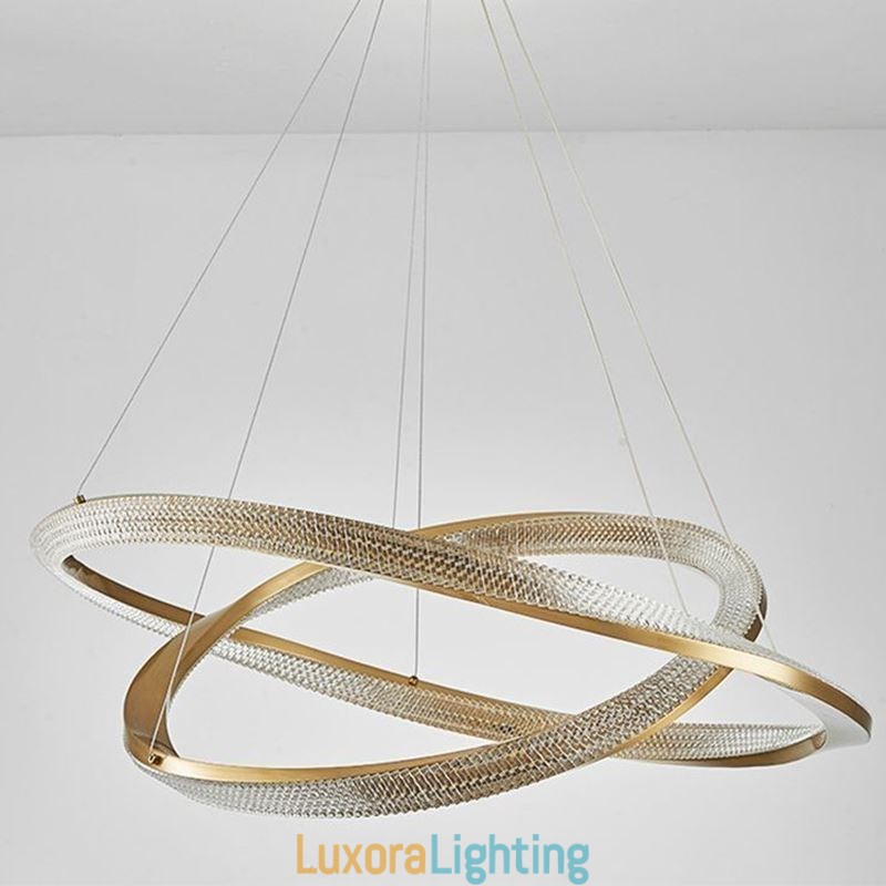 Designer Touch Decorative Pendant Light Wrought Iron Acrylic Ring Double Circle Ceiling Light
