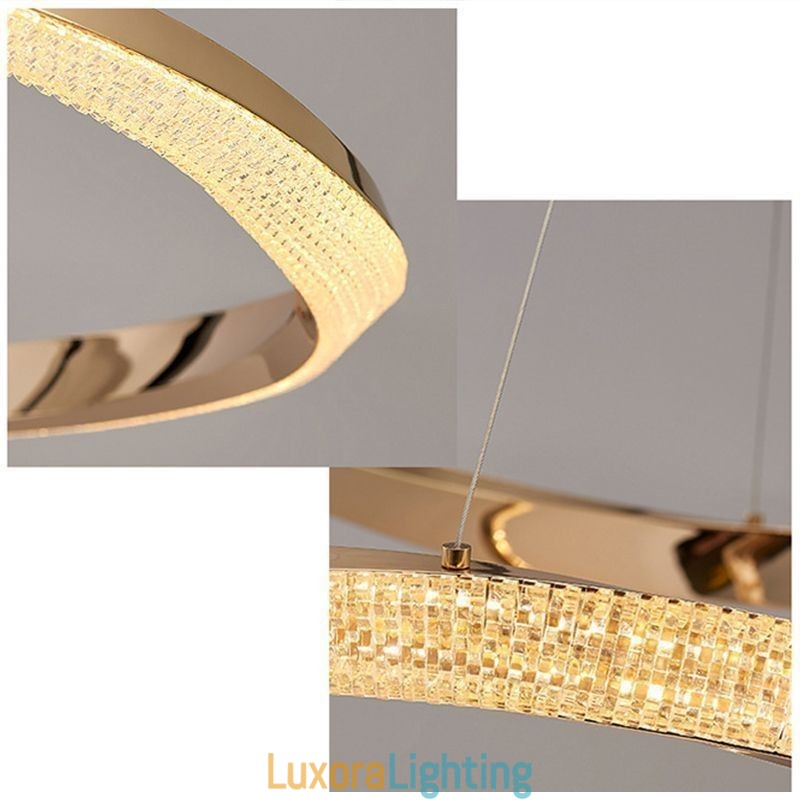 Designer Touch Decorative Pendant Light Wrought Iron Acrylic Ring Double Circle Ceiling Light