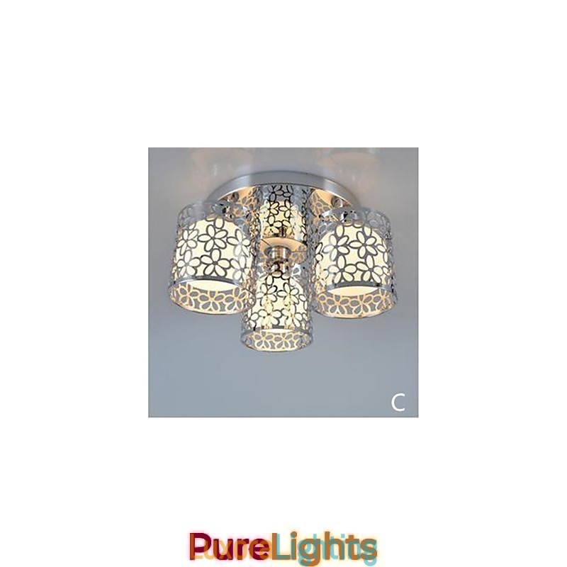 Designer Touch Decorative Three Light Ceiling Glass Dome Light Flush Mount