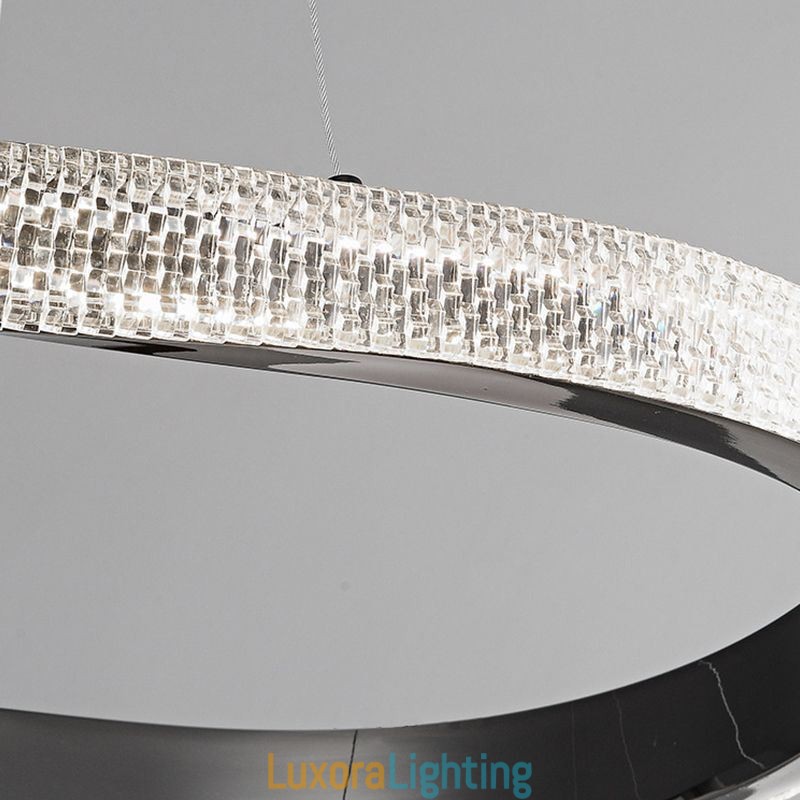 Designer Touch Decorative Pendant Light Wrought Iron Acrylic Ring Double Circle Ceiling Light