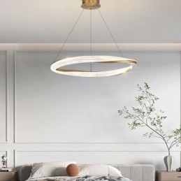 Designer Touch Decorative Pendant Light Wrought Iron Acrylic Ring Single Circle Ceiling Light