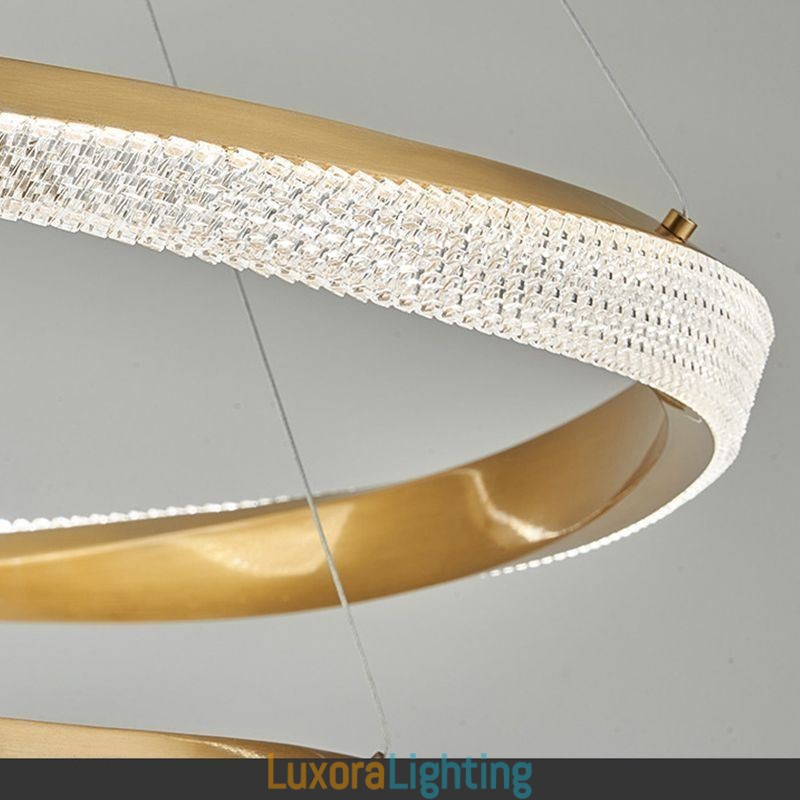 Designer Touch Decorative Pendant Light Wrought Iron Acrylic Ring Single Circle Ceiling Light