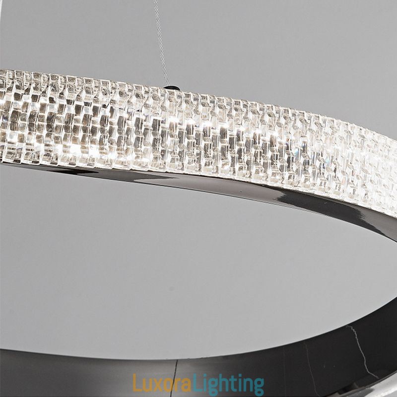 Designer Touch Decorative Pendant Light Wrought Iron Acrylic Ring Single Circle Ceiling Light