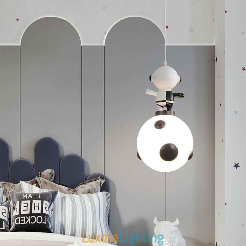 Designer Touch Decorative Minimalist Pendant Light Wrought Iron Moon Landing Small Ceiling Light