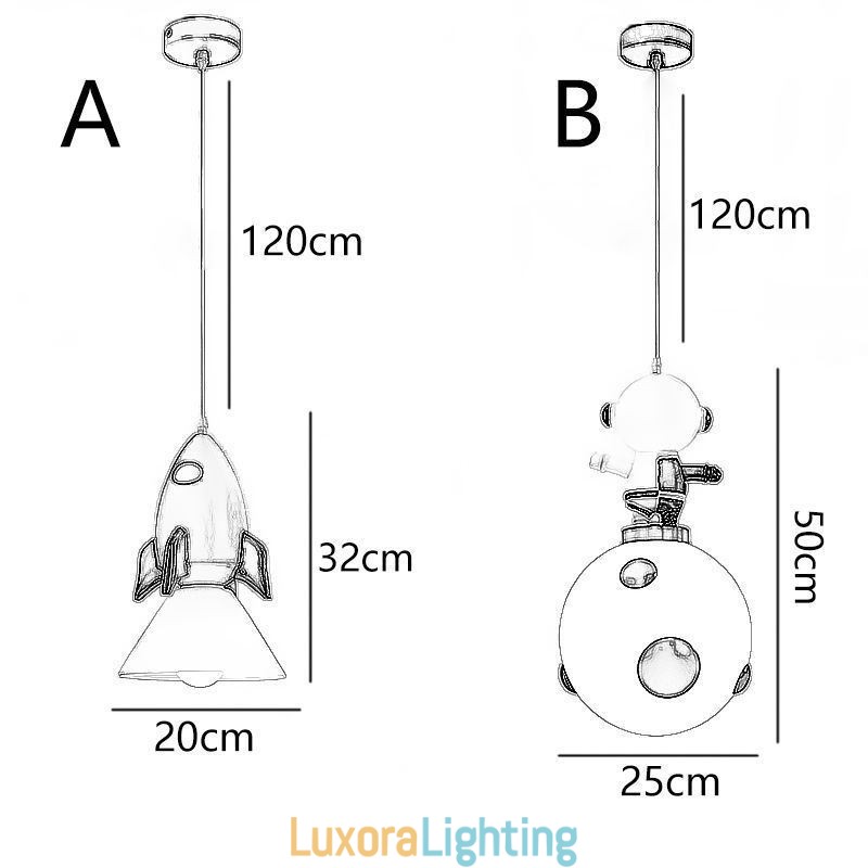 Designer Touch Decorative Minimalist Pendant Light Wrought Iron Moon Landing Small Ceiling Light