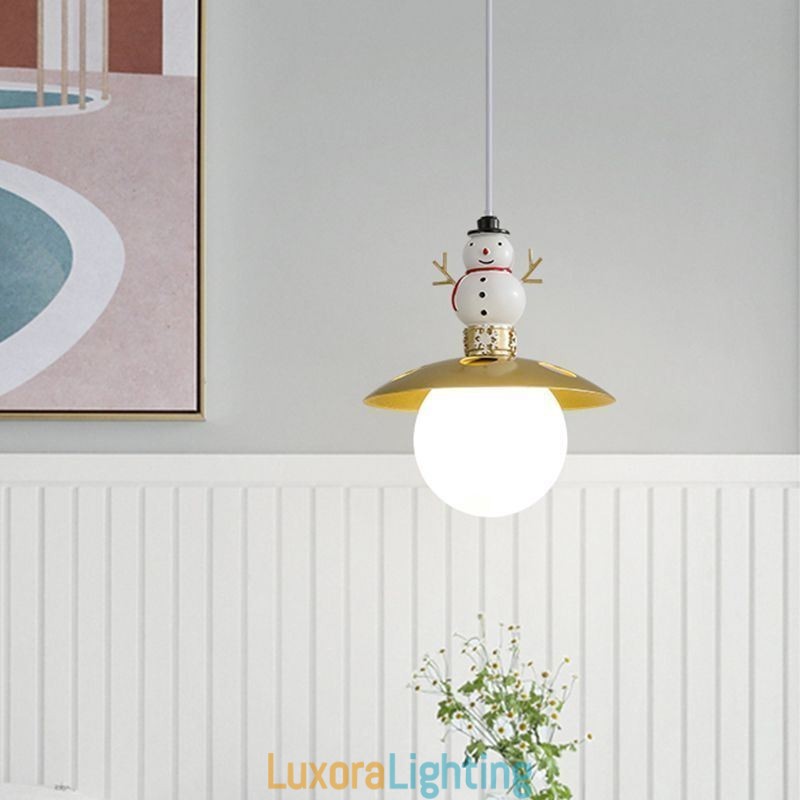 Designer Touch Decorative Modern Pendant Light Simple G9 Wrought Iron Resin Snowman Ceiling Light