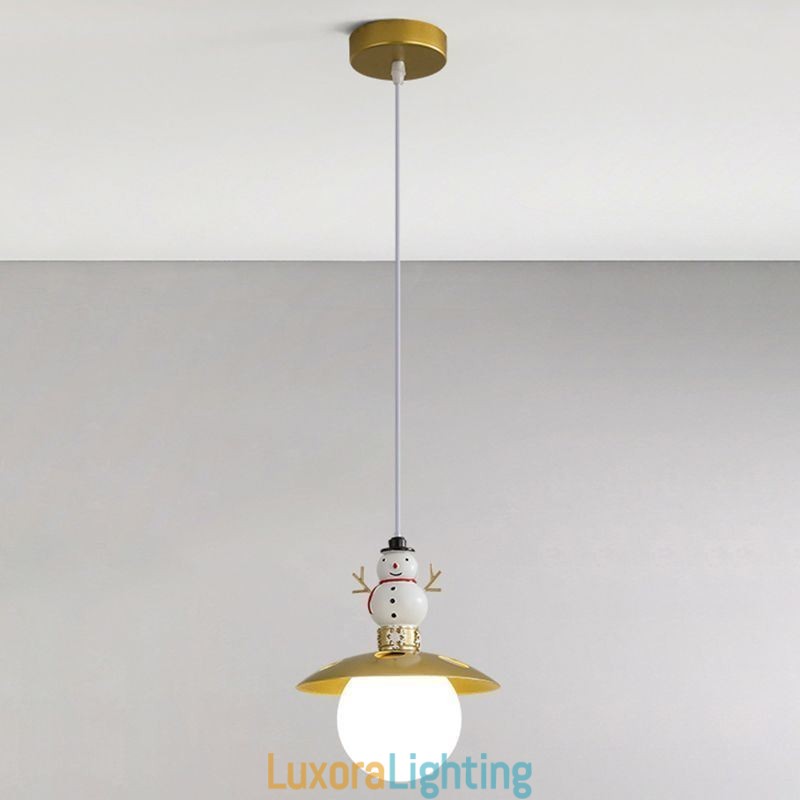 Designer Touch Decorative Modern Pendant Light Simple G9 Wrought Iron Resin Snowman Ceiling Light