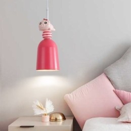 Designer Touch Decorative Modern Pendant Light Wrought Iron Pink Resin Piggy Ceiling Light