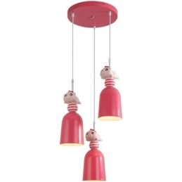 Designer Touch Decorative Modern Pendant Light Wrought Iron Pink Resin Piggy Ceiling Light