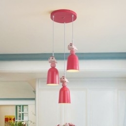 Designer Touch Decorative Modern Pendant Light Wrought Iron Pink Resin Piggy Ceiling Light