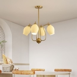 Designer Touch Decorative Nordic Pendant Light Creative Wrought Iron Copper Natural Color Stamen Ceiling Light