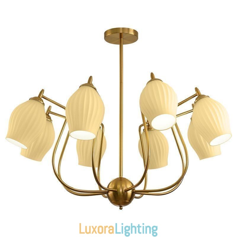 Designer Touch Decorative Nordic Pendant Light Creative Wrought Iron Copper Natural Color Stamen Ceiling Light