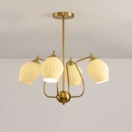 Designer Touch Decorative Nordic Pendant Light Creative Wrought Iron Copper Natural Color Stamen Ceiling Light