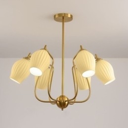 Designer Touch Decorative Nordic Pendant Light Creative Wrought Iron Copper Natural Color Stamen Ceiling Light