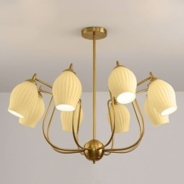 Designer Touch Decorative Nordic Pendant Light Creative Wrought Iron Copper Natural Color Stamen Ceiling Light