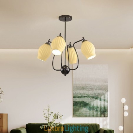 Designer Touch Decorative Nordic Pendant Light Creative Wrought Iron Gun Black Stamen Ceiling Light